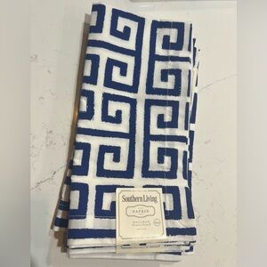 Southern Living Navy and White Cotton Napkins (6)